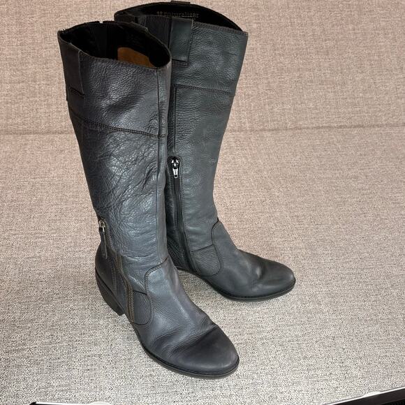 Naturalizer ORA Wide Calf Riding Boots 7.5  Black Leather - Picture 1 of 9